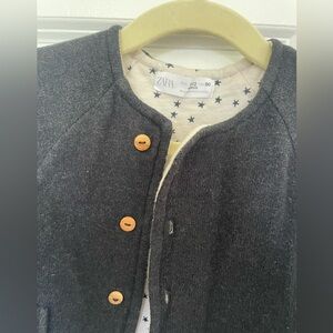 Zara plush grey fleece baby jacket. 9-12 mo